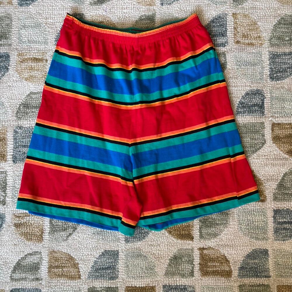 1970s Vintage Resortwear Bold Retro Cotton Beach Shorts Men's Medium
